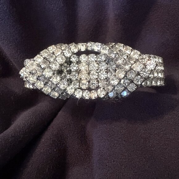 Silver and Rhinestone Bangle Vintage 20's - Picture 1 of 12